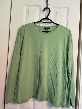 Lands' End Light Sage Green Long-Sleeve Crewneck Tee